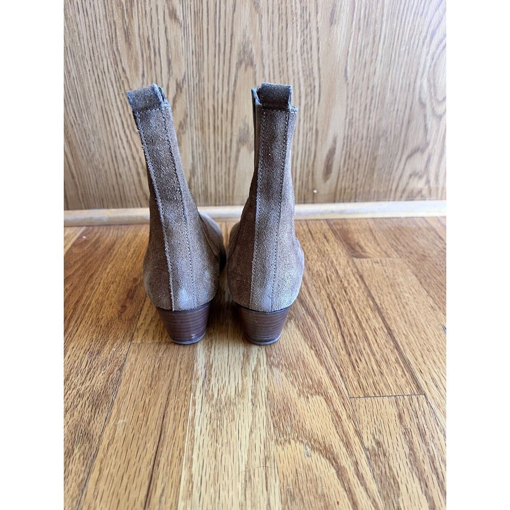 Sandro Leather Suede ankle boots Brown with elastic Size 36 Round Toe Block Heel - Picture 5 of 11